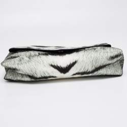 Pre Owned Dries Van Noten  Green/White Satin Foldover Clutch