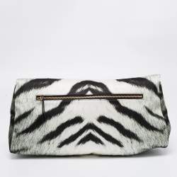 Pre Owned Dries Van Noten  Green/White Satin Foldover Clutch
