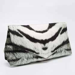 Pre Owned Dries Van Noten  Green/White Satin Foldover Clutch