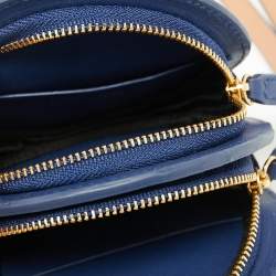 Pre Owned Diane von Furstenberg Orange/Blue Leather Round Clutch