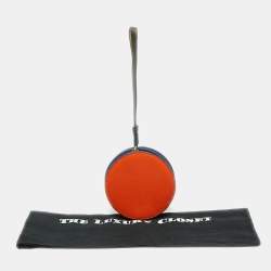 Pre Owned Diane von Furstenberg Orange/Blue Leather Round Clutch