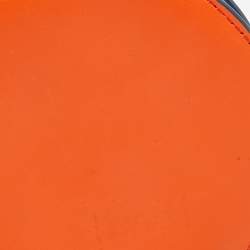 Pre Owned Diane von Furstenberg Orange/Blue Leather Round Clutch