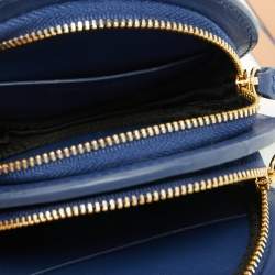 Pre Owned Diane von Furstenberg Orange/Blue Leather Round Clutch