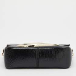 Pre Owned Diane Von Furstenberg Black Patent and Leather Flirty Lips Shoulder Bag