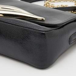 Pre Owned Diane Von Furstenberg Black Patent and Leather Flirty Lips Shoulder Bag