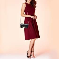 Pre Owned Diane Von Furstenberg Black Patent and Leather Flirty Lips Shoulder Bag