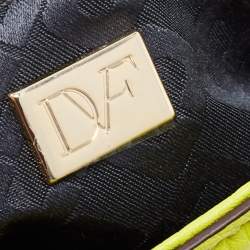 Pre Owned Diane Von Furstenberg Neon Green Leather Flap Crossbody Bag