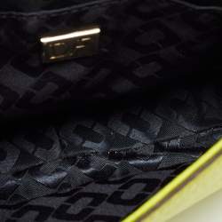 Pre Owned Diane Von Furstenberg Neon Green Leather Flap Crossbody Bag
