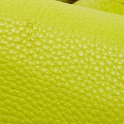 Pre Owned Diane Von Furstenberg Neon Green Leather Flap Crossbody Bag