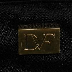 Pre Owned Diane Von Furstenberg Black Ostrich Embossed Leather Tonda Clutch