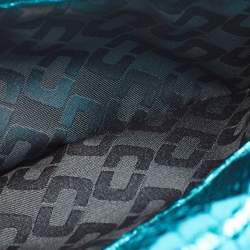 Diane von Furstenberg Metallic Blue Python Embossed Leather 440 Envelope Clutch