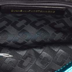 Diane von Furstenberg Metallic Blue Python Embossed Leather 440 Envelope Clutch