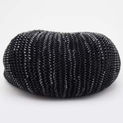 Pre Owned Diane Von Furstenberg Black Chainlink Leather Medium Stephanie Hobo