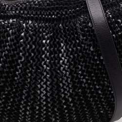 Pre Owned Diane Von Furstenberg Black Chainlink Leather Medium Stephanie Hobo