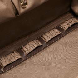 Pre Owned Diane Von Furstenberg Two Tone Brown Fabric and Leather Duffle Bag