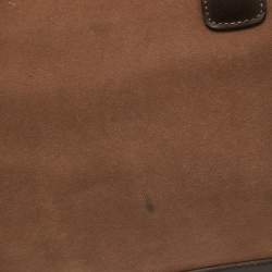 Pre Owned Diane Von Furstenberg Two Tone Brown Fabric and Leather Duffle Bag