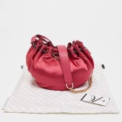 Pre Owned Diane Von Furstenberg Magenta Satin Mini Love Power Drawstring Bucket Bag