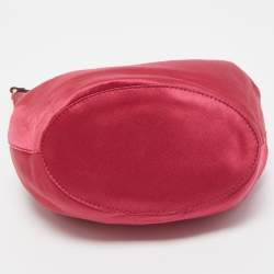 Pre Owned Diane Von Furstenberg Magenta Satin Mini Love Power Drawstring Bucket Bag