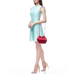 Pre Owned Diane Von Furstenberg Magenta Satin Mini Love Power Drawstring Bucket Bag