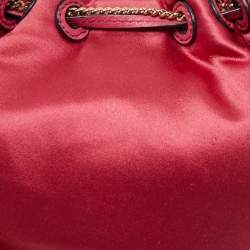Pre Owned Diane Von Furstenberg Magenta Satin Mini Love Power Drawstring Bucket Bag