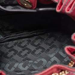 Pre Owned Diane Von Furstenberg Magenta Satin Mini Love Power Drawstring Bucket Bag