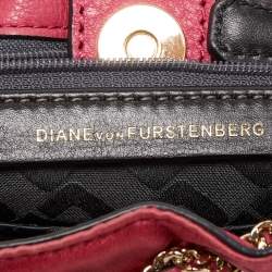 Pre Owned Diane Von Furstenberg Magenta Satin Mini Love Power Drawstring Bucket Bag