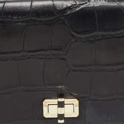 Pre Owned Diane Von Furstenberg Black Croc Embossed Leather 440 Les Crossbody Bag