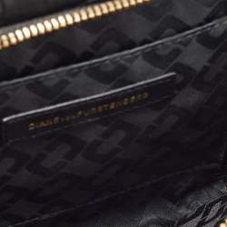 Pre Owned Diane Von Furstenberg Black Croc Embossed Leather 440 Les Crossbody Bag