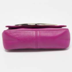 Pre Owned Diane von Furstenberg Purple Leather Flirty Lips Mini Crossbody Bag