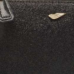 Pre Owned Diane Von Furstenberg Black Glitter Fabric Glitterati Wristlet Pouch