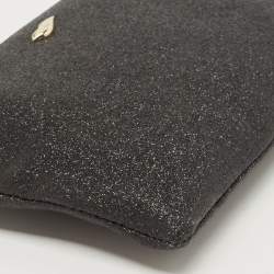 Pre Owned Diane Von Furstenberg Black Glitter Fabric Glitterati Wristlet Pouch