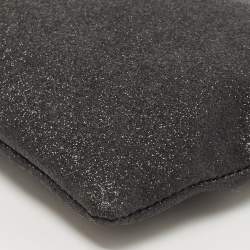 Pre Owned Diane Von Furstenberg Black Glitter Fabric Glitterati Wristlet Pouch