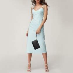 Pre Owned Diane Von Furstenberg Black Glitter Fabric Glitterati Wristlet Pouch