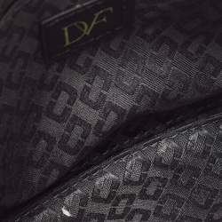 Pre Owned Diane Von Furstenberg Black Glitter Fabric Glitterati Wristlet Pouch