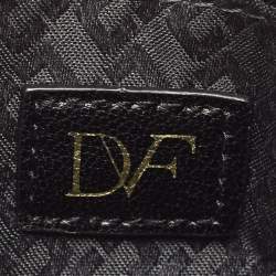 Pre Owned Diane Von Furstenberg Black Glitter Fabric Glitterati Wristlet Pouch