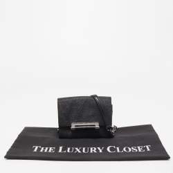 Pre Owned Diane Von Furstenberg Black Glitter Leather Mirco Mini 440 Shoulder Bag