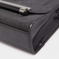 Pre Owned Diane Von Furstenberg Black Glitter Leather Mirco Mini 440 Shoulder Bag