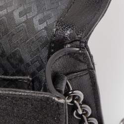 Pre Owned Diane Von Furstenberg Black Glitter Leather Mirco Mini 440 Shoulder Bag