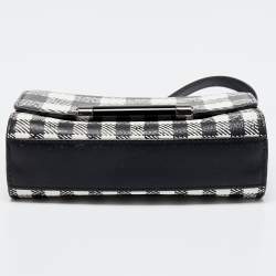 Diane Von Furstenberg Black/White Leather Micro Mini Gingham Shoulder Bag