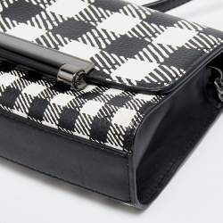 Diane Von Furstenberg Black/White Leather Micro Mini Gingham Shoulder Bag