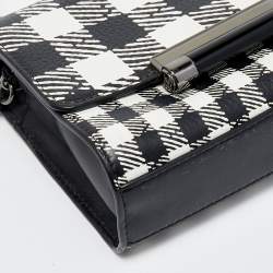 Diane Von Furstenberg Black/White Leather Micro Mini Gingham Shoulder Bag