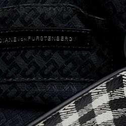 Diane Von Furstenberg Black/White Leather Micro Mini Gingham Shoulder Bag