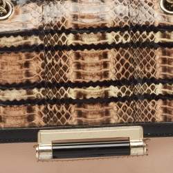 Pre Owned Diane Von Furstenberg Black/Peach Leather and Watersnake Highline Shoulder Bag
