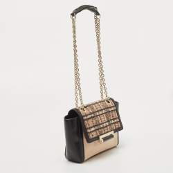 Pre Owned Diane Von Furstenberg Black/Peach Leather and Watersnake Highline Shoulder Bag