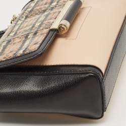 Pre Owned Diane Von Furstenberg Black/Peach Leather and Watersnake Highline Shoulder Bag