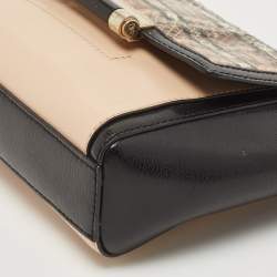 Pre Owned Diane Von Furstenberg Black/Peach Leather and Watersnake Highline Shoulder Bag