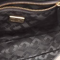 Pre Owned Diane Von Furstenberg Black/Peach Leather and Watersnake Highline Shoulder Bag
