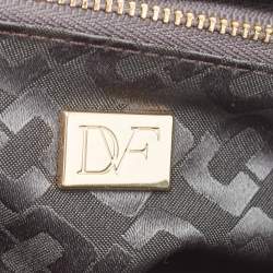 Pre Owned Diane Von Furstenberg Black/Peach Leather and Watersnake Highline Shoulder Bag