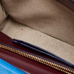 Pre Owned Diane Von Furstenberg Two Tone Blue Leather and Suede Soiree Top Handle Bag