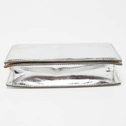 Diane von Furstenberg Silver Laminated Leather Flap Chain Bag